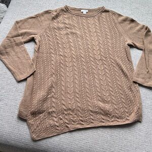 J.Jill Cable Knit Tan Camel Sweater